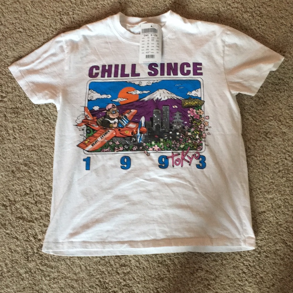 White Brandy Melville Chill since 1993 Tokyo top